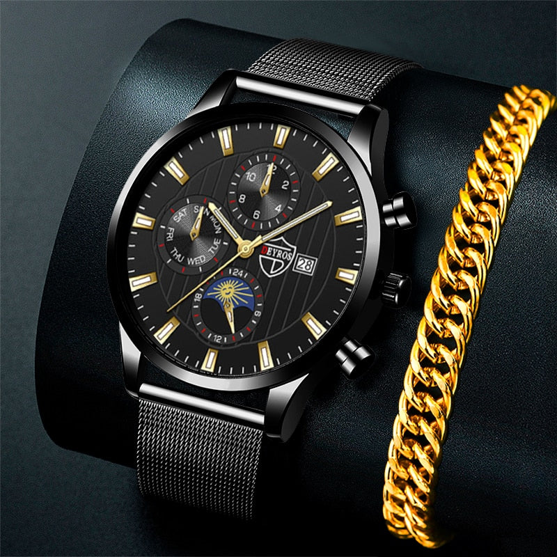 uhren herren Luxus Neue Herren Business Uhren Edelstahl Mesh Gürtel Quarz Armbanduhr Männer Sport Armband Casual Leucht Uhr Uhr
